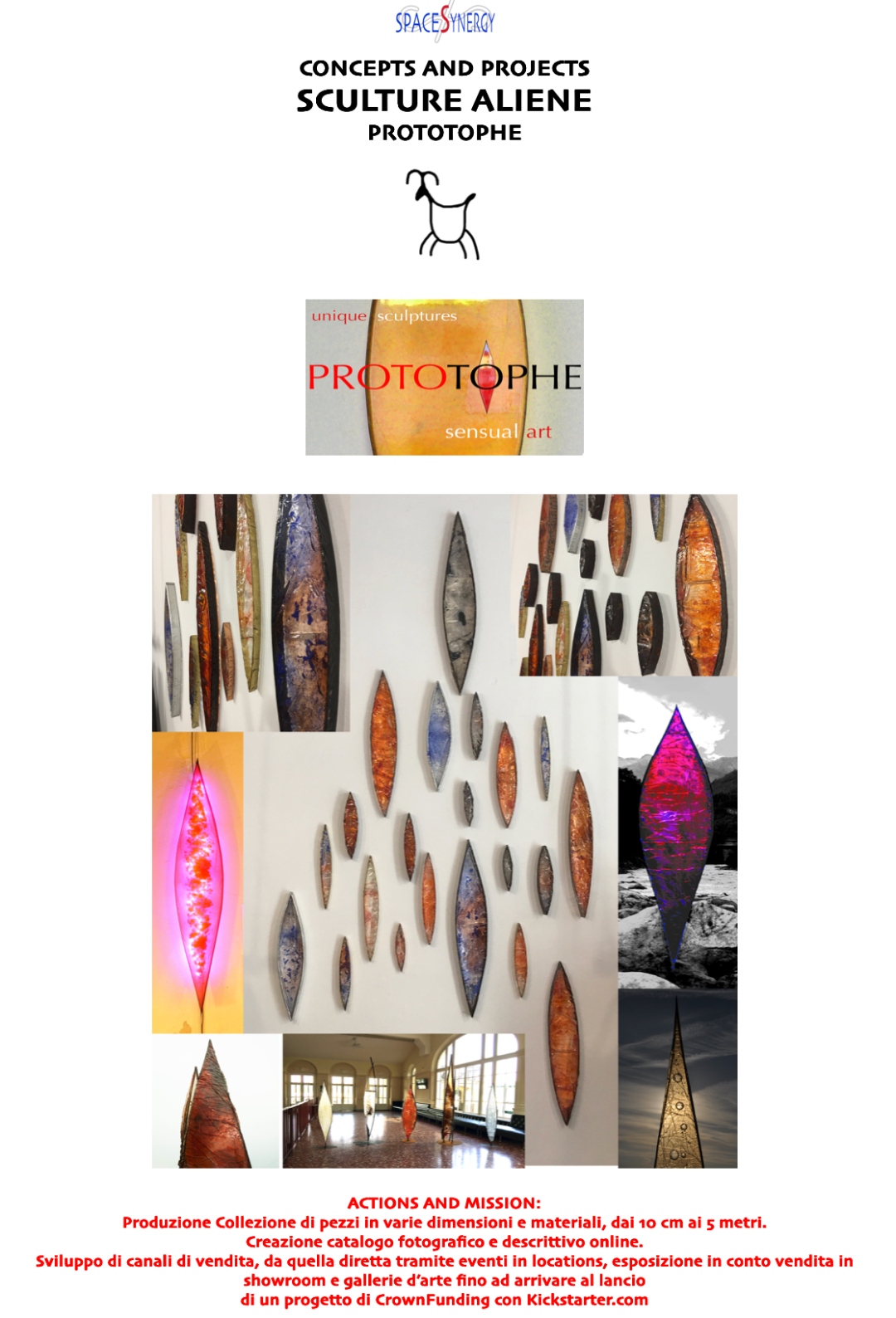 Sculture Aliene Prototophe — wall installation, unique sculptures from 10 cm to 5 metres